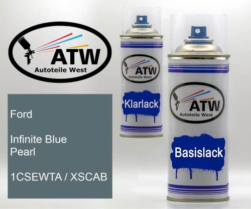 Ford, Infinite Blue Pearl, 1CSEWTA / XSCAB: 400ml Sprühdose + 400ml Klarlack - Set, von ATW Autoteile West.